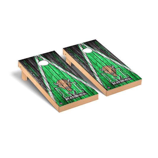 Marshall Thundering Herd Cornhole Board Set - Weathered Triangle Version