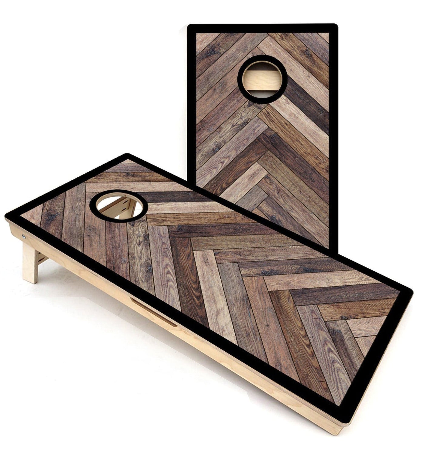 Herringbone with Border All-Weather Cornhole Boards