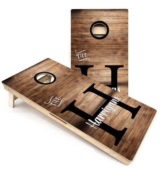 Wood Slat Name All-Weather Cornhole Boards