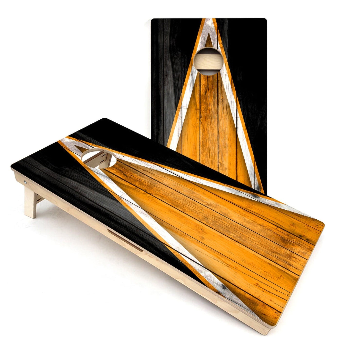 Orange & Black Triangle All-Weather Cornhole Boards