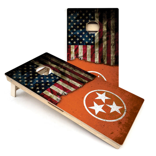 Orange TN & USA Split Flag All-Weather Cornhole Boards