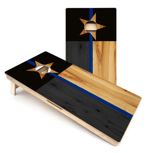 Texas Thin Blue Line American Flag Cornhole Boards