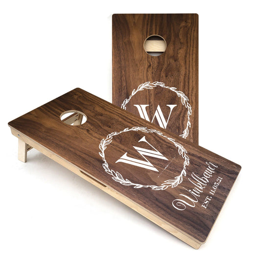 Wreath Name & Date All-Weather Cornhole Boards